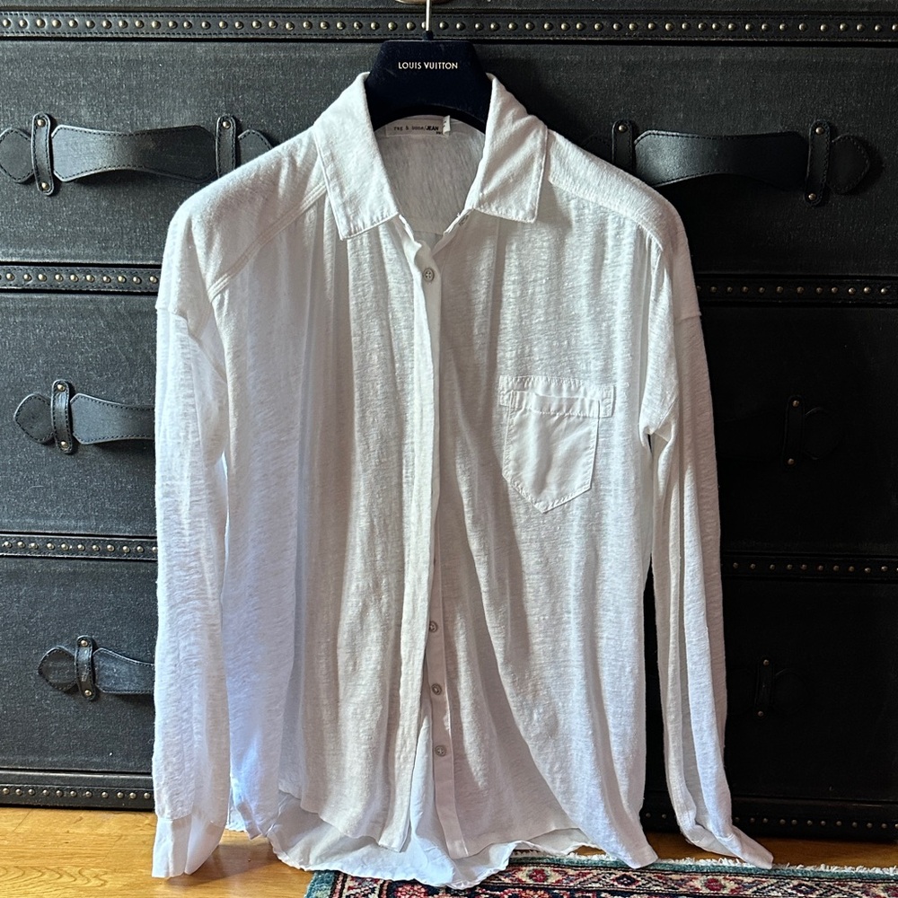 rag & bone Lightweight White Textured Button-Down Shirt